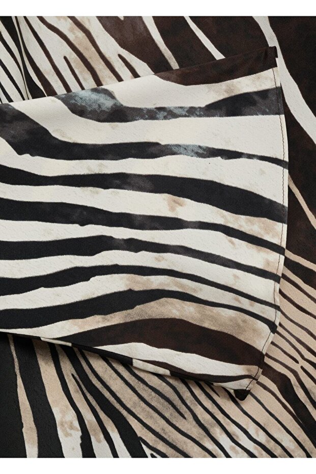 Zebra desenli çan kollu elbise - 8