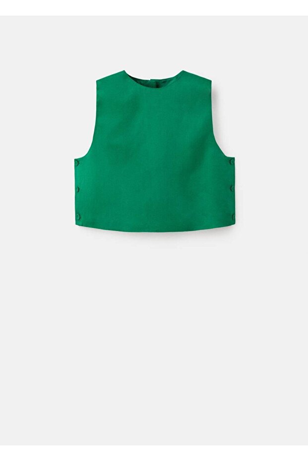 Düğmeli keten karışımlı bluz - 3