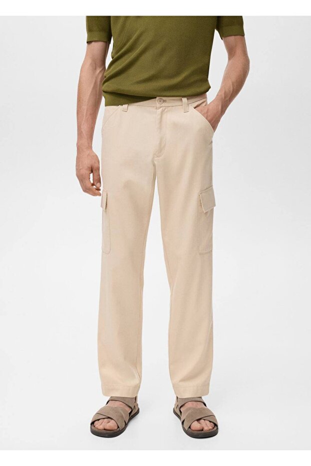 Lyocell pamuklu kargo pantolon - 1