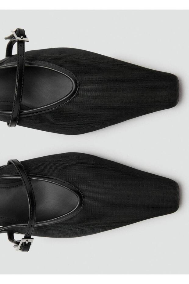 Topuklu tokalı file ayakkabı - 6