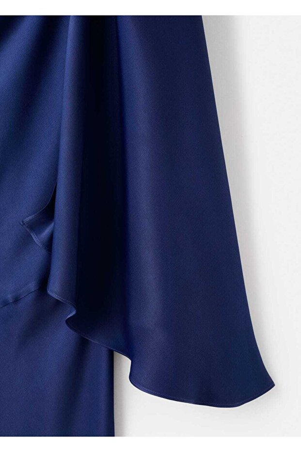 Asimetrik saten elbise - 6