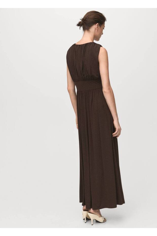 Büzgülü uzun elbise - 4