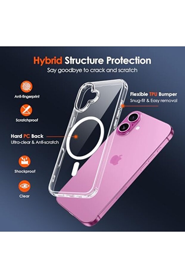 جراب مغناطيسي غير لامع لهاتف iPhone 16 Plus | شفاف - 6