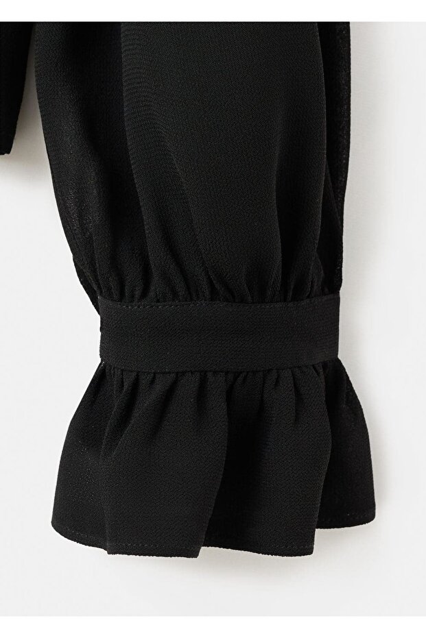 Volanlı fularlı bluz - 7