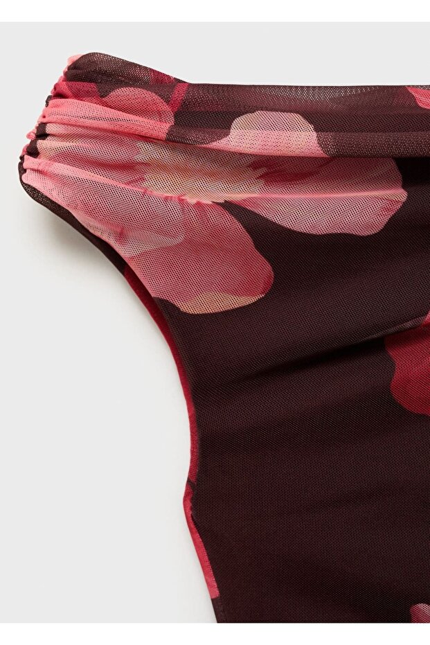 Çiçekli asimetrik bluz - 7