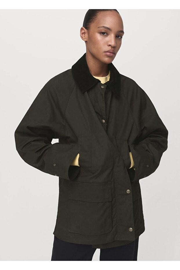 Kadife yaka pamuklu parka - 5