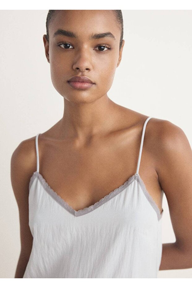 Dantel detaylı askılı gecelik - 6