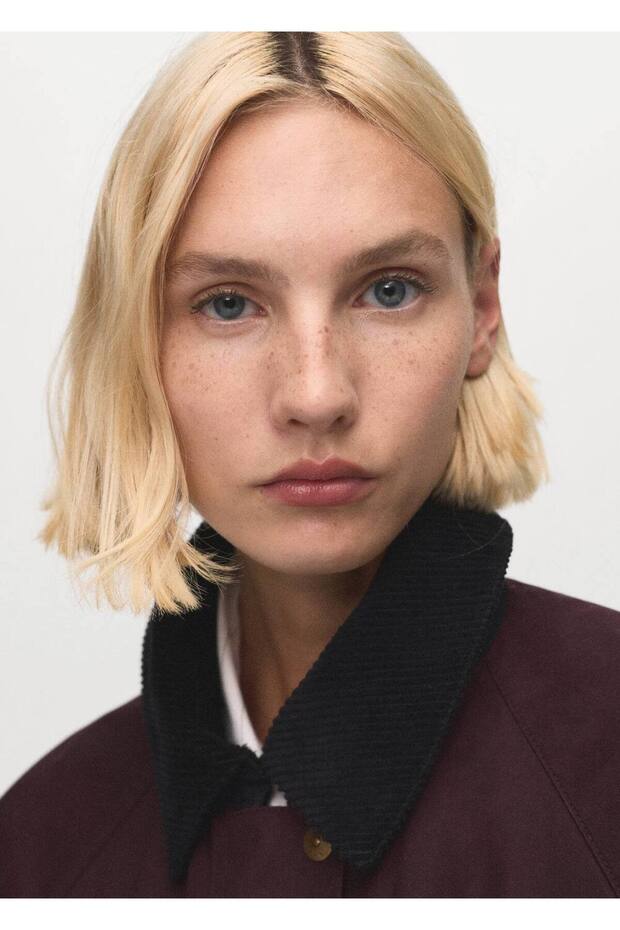 Kadife yaka pamuklu parka - 5