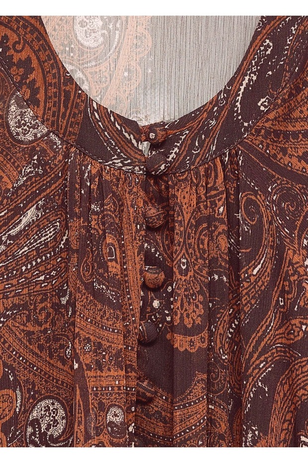 Şal desenli oversize elbise - 7