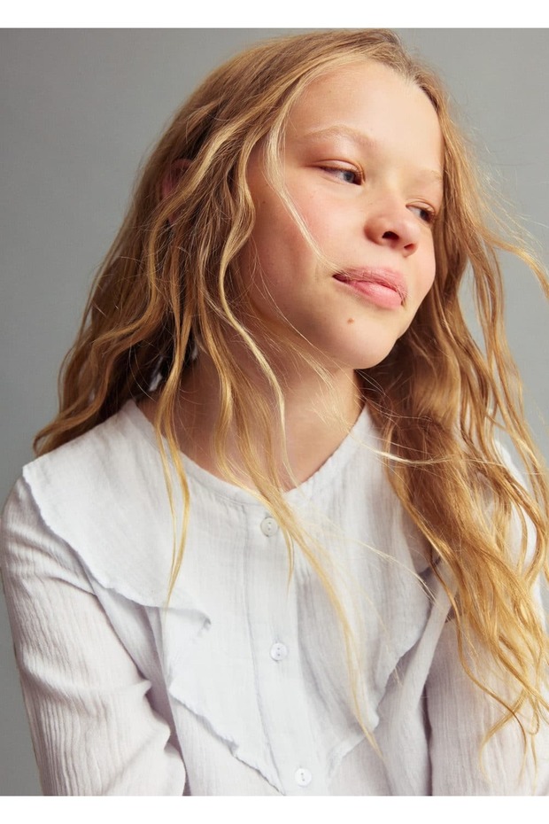 Volanlı kırışık bluz - 5