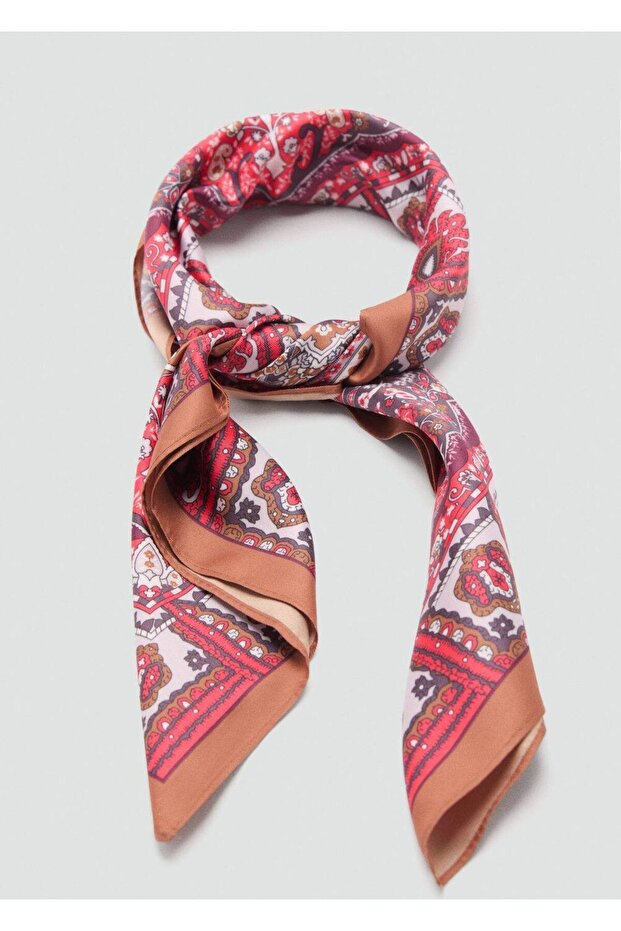 Desenli saten fular - 3