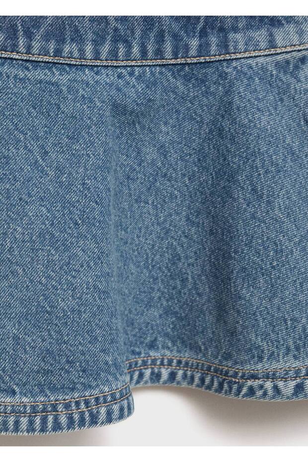 Denim mini etek - 5