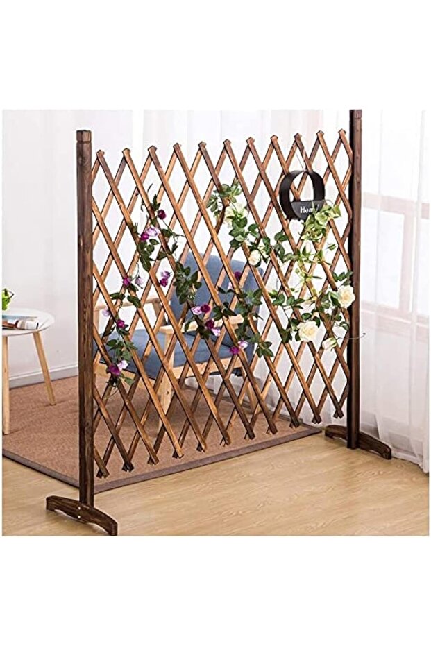 FFD Wooden Fence Freestanding Trellis for Garden, Expandable Privacy Screen, Dog Pet Gate for 120cm