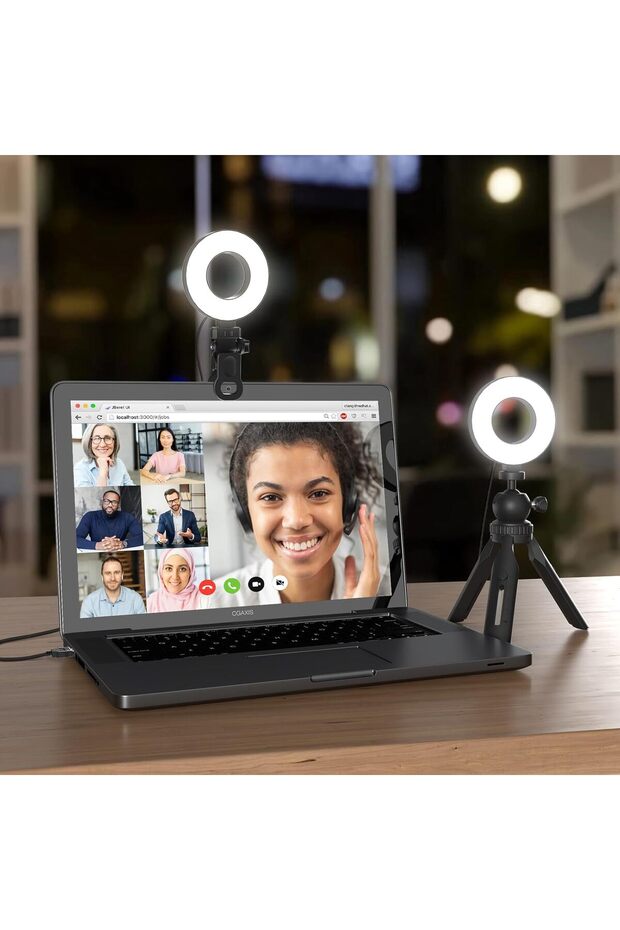 Ring Light with Tripod and Clamp, [3 Color, 5 Brightness & Timer] USB Plug Clip On Lights for Laptop
