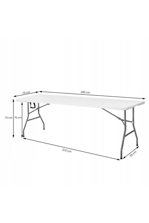 Multifunctional rectangular folding table, 240x75x74 cm, white - 3
