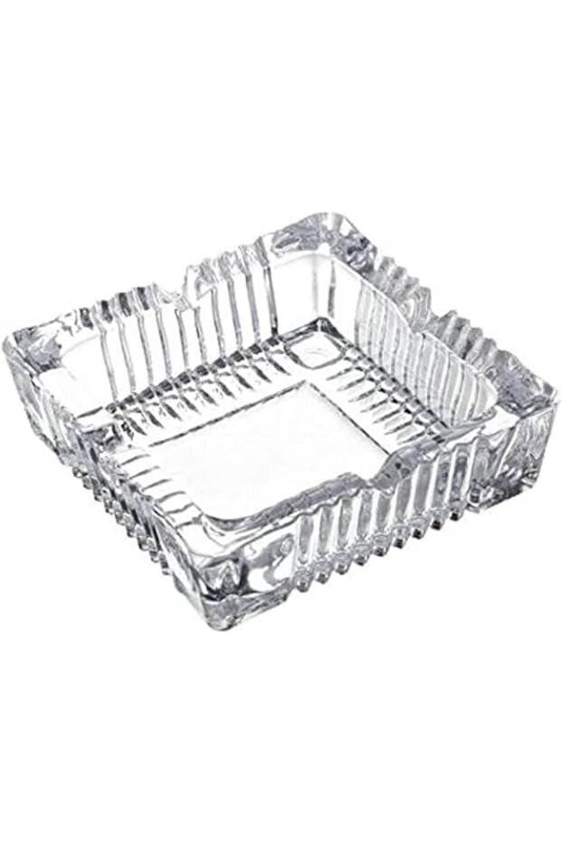 Crystal Clear Glass Square Shape Ashtray (4x4in)