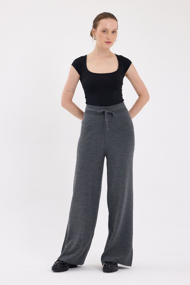 Smoked High Waist Knitwear Palazzo Women's Trousers 2251