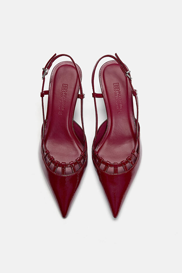 Rugan bantlı topuklu ayakkabı - 3