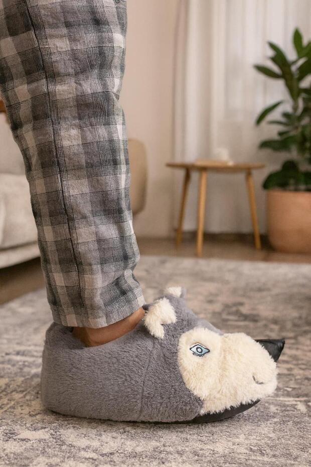 Wolf Figured Plush Slippers Home Slippers Unisex Slippers