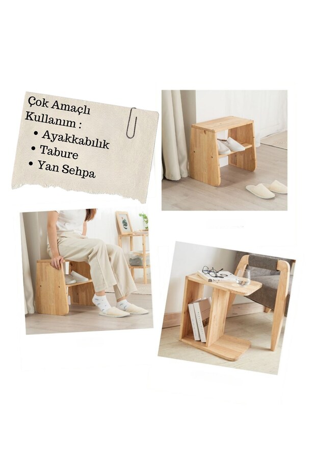 Natural Signature by Macco - Çok Amaçlı C Sehpa - Ayakkabı Rafı Masif Kauçuk - 3