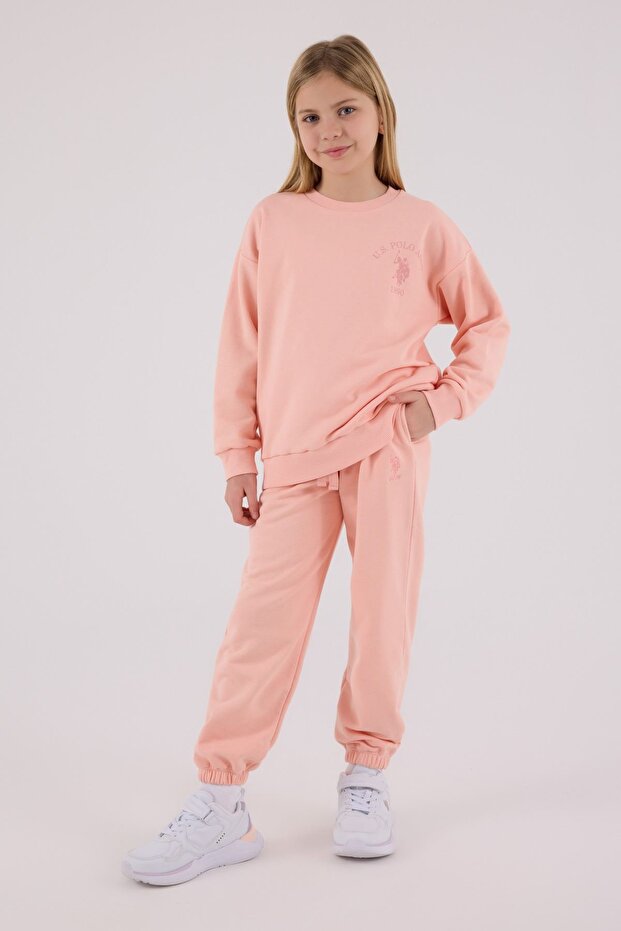 4-15 Years Old Licensed Us Polo Assn Girl's Suit-Powder