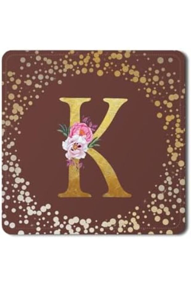 2 Pack Designer Leather Coasters Mat for Beverage Drinks - Custom Monogram Initial Letter