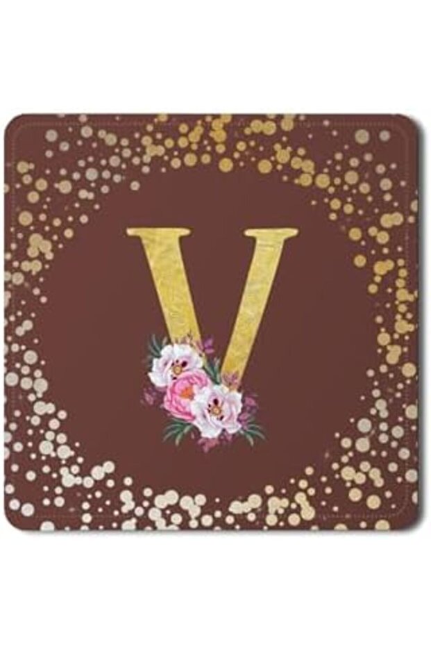 Stylizeed 2 Pack Designer Leather Coasters Mat for Beverage Drinks - Custom Monogram Initial Letter