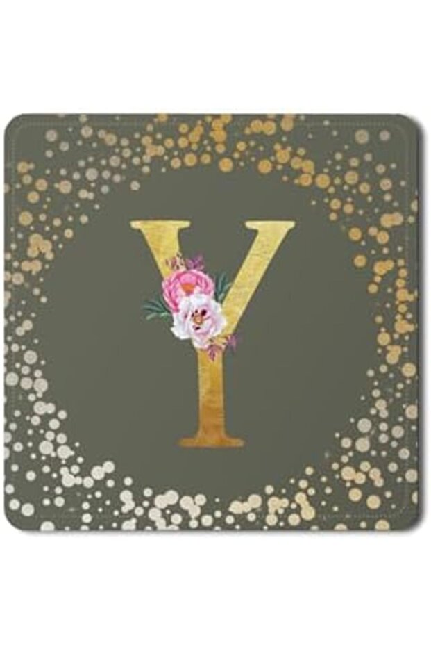 2 Pack Designer Leather Coasters Mat for Beverage Drinks - Custom Monogram Initial Letter