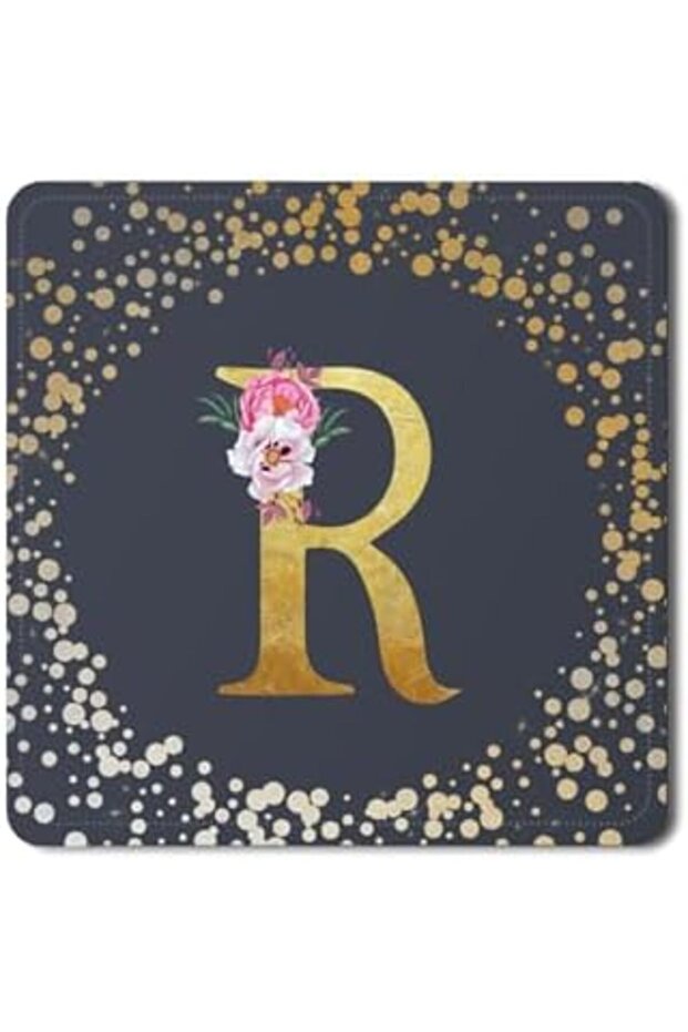 2 Pack Designer Leather Coasters Mat for Beverage Drinks - Custom Monogram Initial Letter