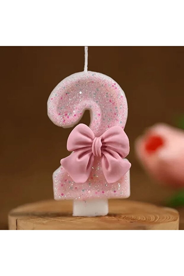 Adalie Pink Bow Number 2 Candle