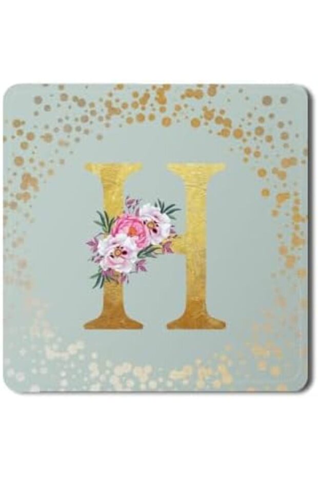 Stylizeed 2 Pack Designer Leather Coasters Mat for Beverage Drinks - Custom Monogram Initial Letter