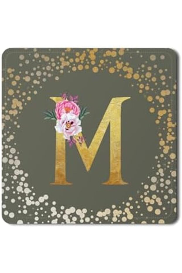 2 Pack Designer Leather Coasters Mat for Beverage Drinks - Custom Monogram Initial Letter