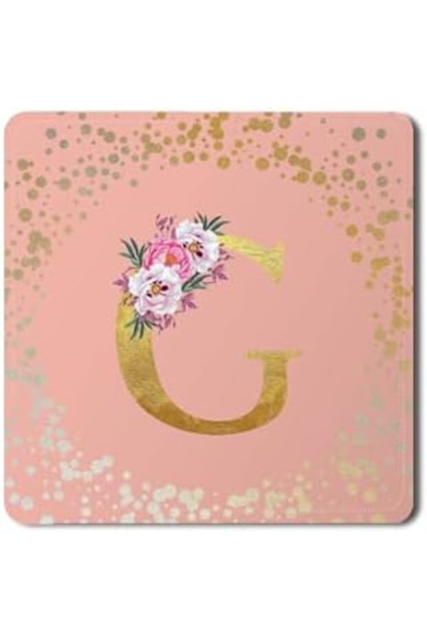 2 Pack Designer Leather Coasters Mat for Beverage Drinks - Custom Monogram Initial Letter