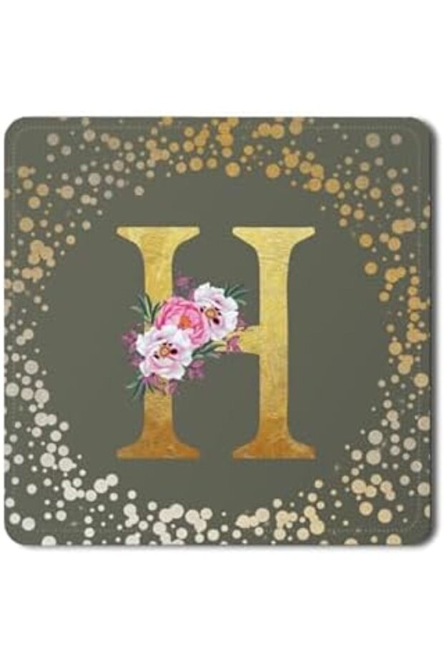 2 Pack Designer Leather Coasters Mat for Beverage Drinks - Custom Monogram Initial Letter
