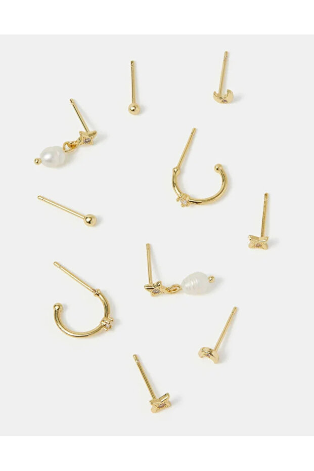 Z İnci Küpe Seti X 5 Altın Kaplama - 2