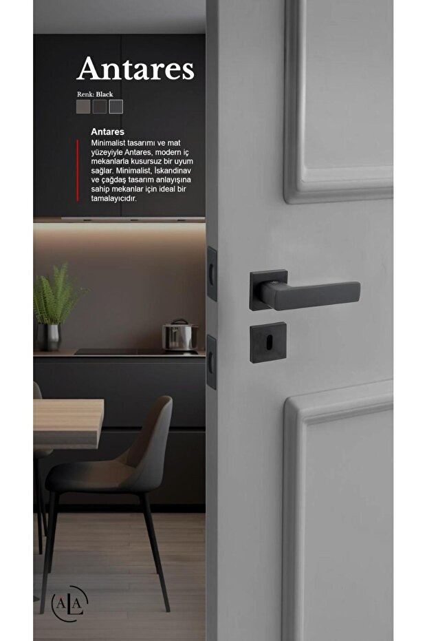 Antares (with Wc Latch) - Room Door Handle Square Rosette Right Left Suitable Interior Home Door Handle Handles-A206B