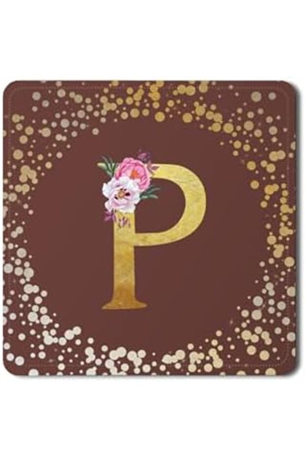 2 Pack Designer Leather Coasters Mat for Beverage Drinks - Custom Monogram Initial Letter