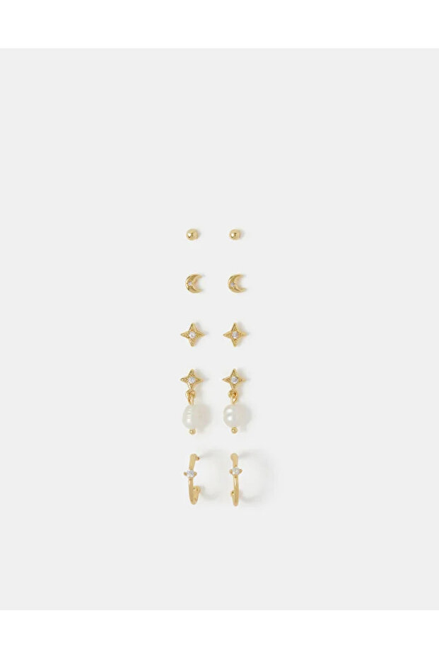 Z İnci Küpe Seti X 5 Altın Kaplama - 1