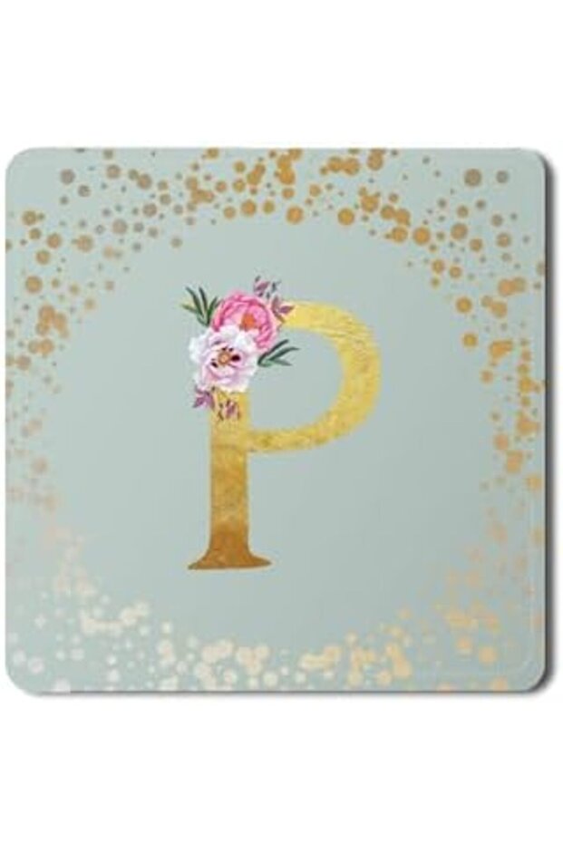 2 Pack Designer Leather Coasters Mat for Beverage Drinks- Custom Monogram Initial Letter F