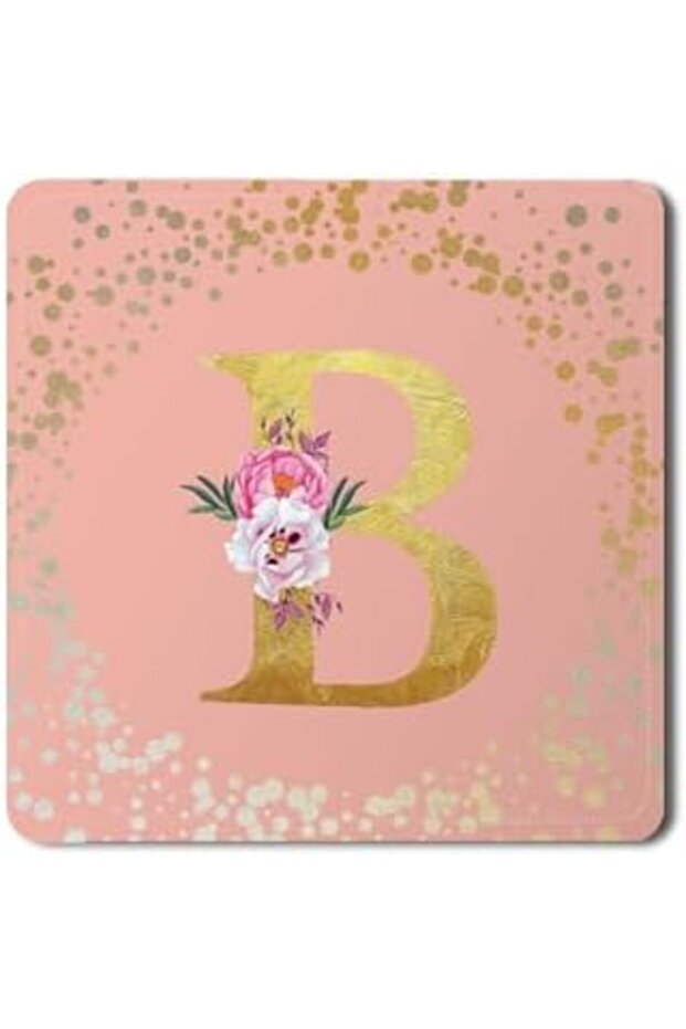 2 Pack Designer Leather Coasters Mat for Beverage Drinks - Custom Monogram Initial Letter