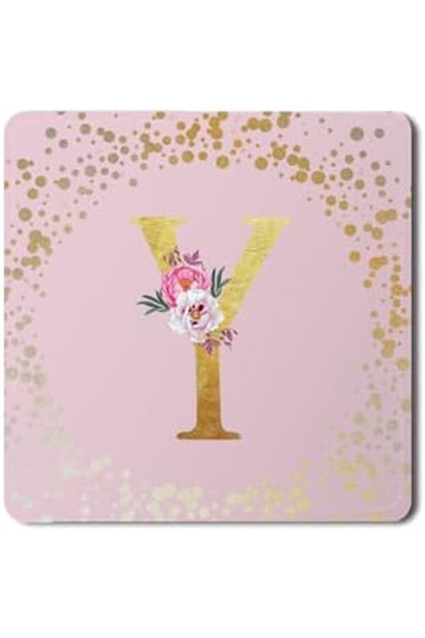 Stylizeed 2 Pack Designer Leather Coasters Mat for Beverage Drinks - Custom Monogram Initial Letter