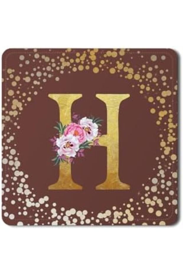 2 Pack Designer Leather Coasters Mat for Beverage Drinks - Custom Monogram Initial Letter
