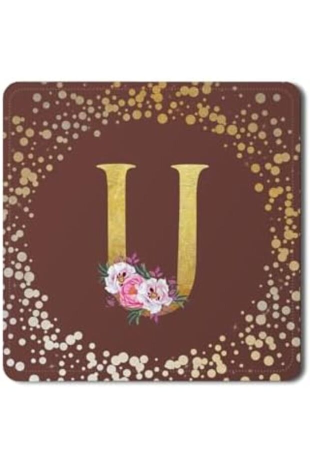 2 Pack Designer Leather Coasters Mat for Beverage Drinks - Custom Monogram Initial Letter