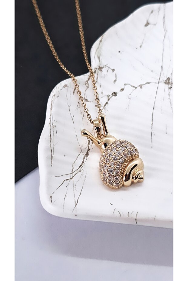 Salyangoz Figürlü Çelik Kolye - 4