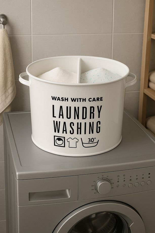 2 Bölmeli Deterjan Saklama Kutusu Baskılı Laundry Kapaklı Deterjan Kutusu - 4