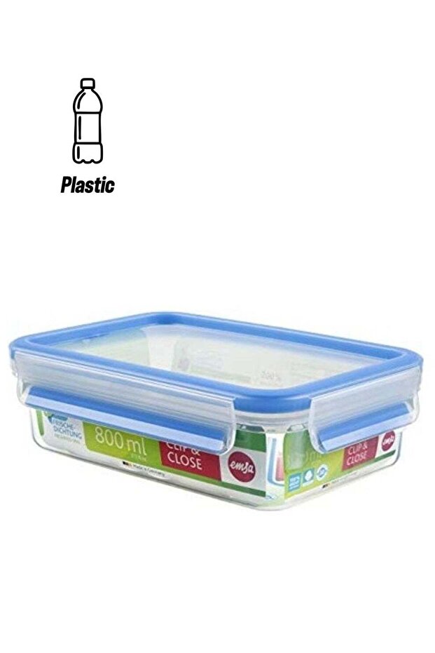 Clip And Close Rectangular Food Storage Container With Lid Clear 0.8Liters