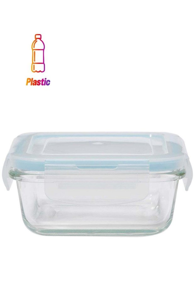Boro Pro Square Food Storage Container With Lid Blue/Clear 340ml