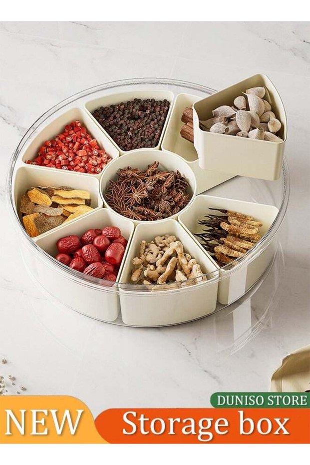 Divided Serving Tray, 9 compartment fruit party platter, round plastic compartment box storage comp