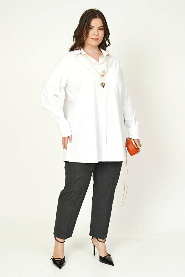 BASIC LİKRALI POPLİN GÖMLEK - 6