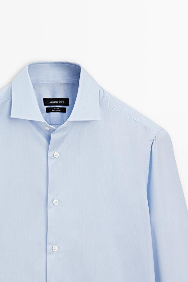 Slim fit mikro çizgili gömlek - 2